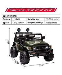 homfan Licensed Toyota Electric Ride On Truck with Remote Control and Led Lights, Up to 66 lbs, Ages 3+