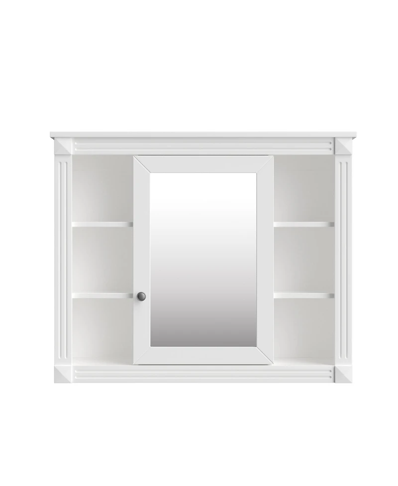 Busdays 35 x 28 Inch Wall Mounted Bathroom Storage Cabinet Medicine Cabinet Modern Wall Cabinet with Mirror and 6 Open Shelves Vanity Not Included