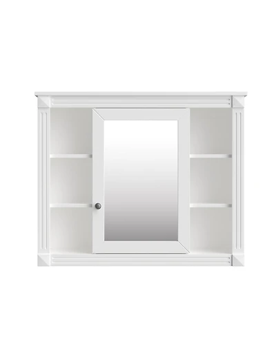 Busdays 35 x 28 Inch Wall Mounted Bathroom Storage Cabinet Medicine Cabinet Modern Wall Cabinet with Mirror and 6 Open Shelves Vanity Not Included