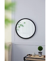 Busdays 20 Inch Circle Wall Mirror with Black Wooden Frame for Living Room Dining Room Foyer Bathroom Office