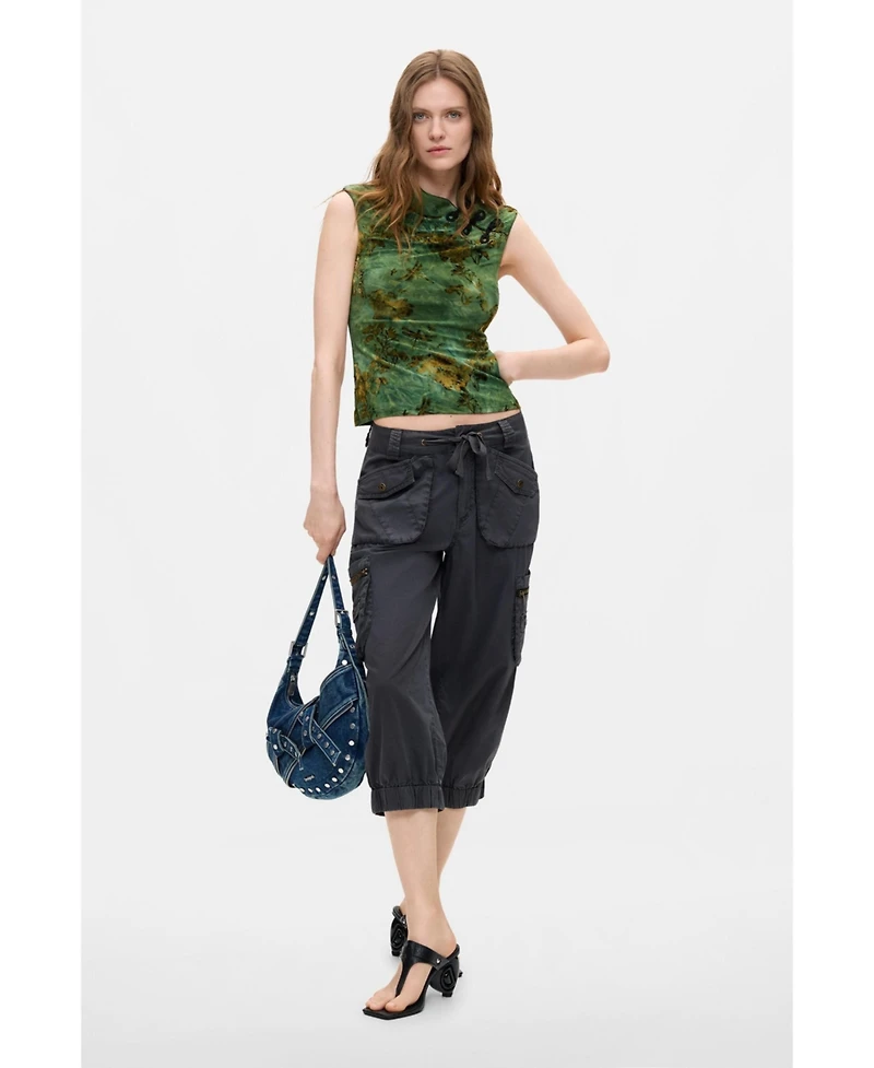 Desigual Women's Flocked Printed Sleeveless Blouse