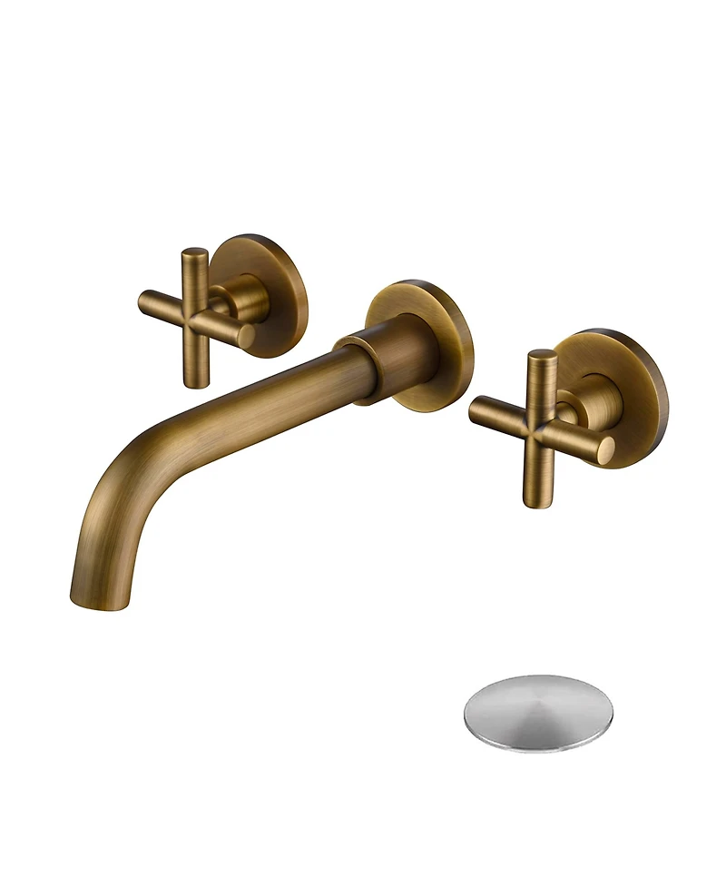Busdays Wall Mounted Bathroom Faucet with Pop Up Drain for Sink Without Overflow