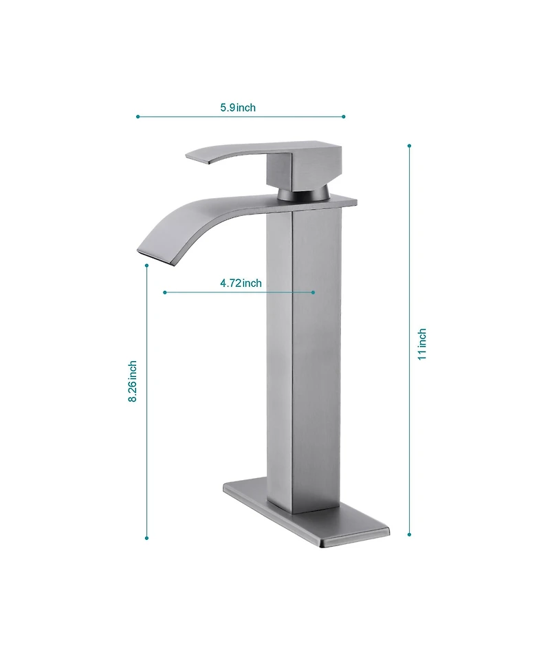 Busdays Single Handle Waterfall Bathroom Faucet with Pop Up Drain for Sink Without Overflow