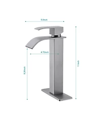 Busdays Single Handle Waterfall Bathroom Faucet with Pop Up Drain for Sink Without Overflow