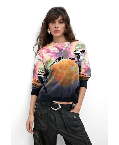 Desigual Women's Lacroix Floral-Print Long-Sleeve Sweater