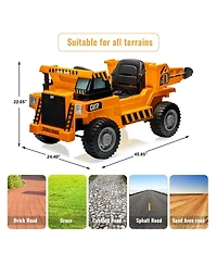 homfan Remote-Control Electric-Lifting Ride On Dump Truck, 66 lb Weight Capacity, Ages 3-8