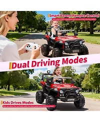 homfan 12V Electric Ride On Car with Parent Remote Control and Led Lights, 66 lbs Capacity, Ages 3-8