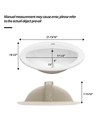 Busdays 21.8 x 19.5 Inch Porcelain Drop In Bathroom Sink Ceramic Vitreous Above Counter Vanity Lavatory Sink