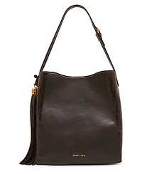 Anne Klein Horsebit Tassel Small Hobo Handbag
