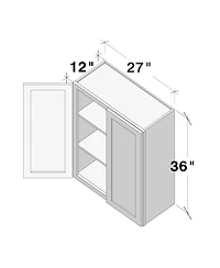 Boyel Living W27" Dove Wall Cabinet with Full Overlay Hdf Door for Custom Kitchen or Bathroom