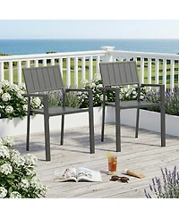 Clihome Set of 2 Heavy-Duty Metal Dining Side Chairs, 350LB Ergonomic Patio Chairs Indoor Outdoor