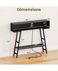 Slickblue Modern 40-Inch Console Table with Led Lighting and Usb Ports
