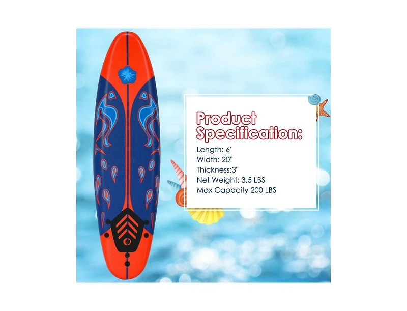 Hikeen 6 Feet Surfboard with 3 Detachable Fins