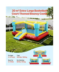 Hikeen 14.7 x 13.8 ft Kids Inflatable Bounce House with Slide, Basketball Hoop and Target Game