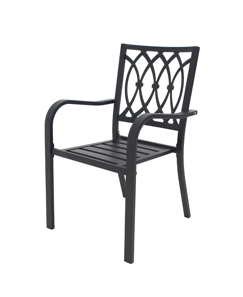 Clihome 4 Pack Stackable Metal Patio Chairs, 350LB Breathable Slatted Outdoor Chairs