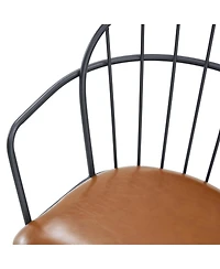Boyel Living 2-Piece Dining Chairs, Pu Leather Upholstered Seat and Back, Industrial Metal Leg Kitchen Chairs