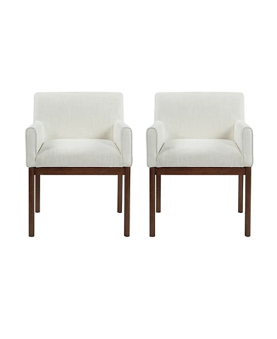 Boyel Living 2-Piece Modern Upholstered Dining Chairs with Arms, Fabric and Rubberwood Legs, Kitchen