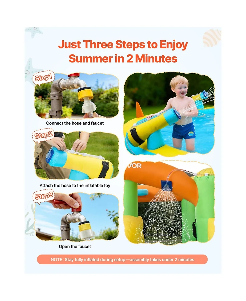 Hikeen 12.5 x 13.1 ft Inflatable Bounce House Water Slide with Basketball Hoop and Splash Pool