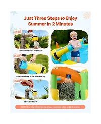 Hikeen 12.5 x 13.1 ft Inflatable Bounce House Water Slide with Basketball Hoop and Splash Pool