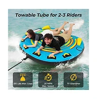 Hikeen 3-Person Inflatable Boat Tube Towable Platform with Double Valves