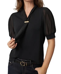 Cable & Gauge Women's Metal Tie-Neck Top