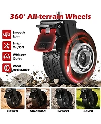 Mountaintop Collapsible Wagons Carts Foldable Wagon, All-Terrain Wheels, 2 Cup Holders, Lightweight Black Cart for Beach, Camp, Sports, Garden