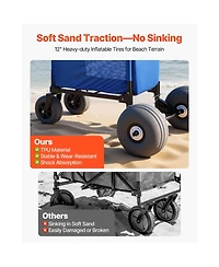 Mountaintop Beach Cart with Sand Wheels,165 lbs, Balloon Wheels, Storage Bag, Handle for Camping, Fishing, Garden