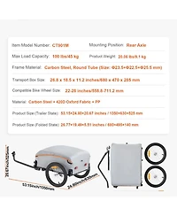 Mountaintop Bike Cargo Trailer, Load Capacity, Heavy-Duty Bicycle Wagon Cart, Foldable Compact Storage with Universal Hitch