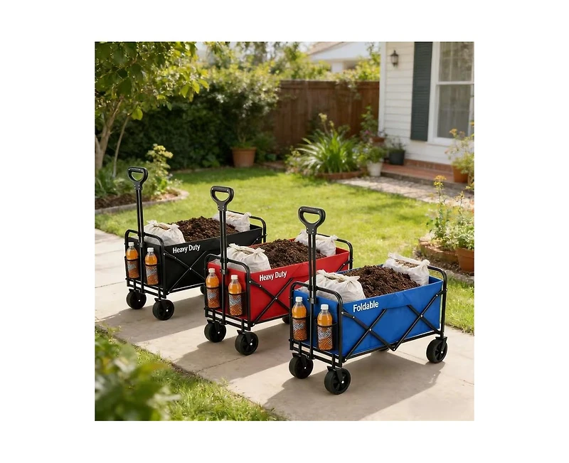 Mountaintop 680LBS Heavy Duty Folding Wagon Cart,All-Terrain Large Capacity,Camping Grocery Beach Sports Garden Home