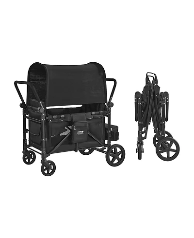 Mountaintop Wagon Stroller for 4 Kids, Adjustable Handle,5-Point Harness, Removable Canopy,330LBS, Camping