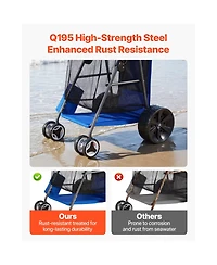 Mountaintop Beach Cart with Sand Wheels, 165 lbs, Solid Wheels, Cooler Bag, Umbrella Holder, Holds 4 Chairs for Camping and Fishing