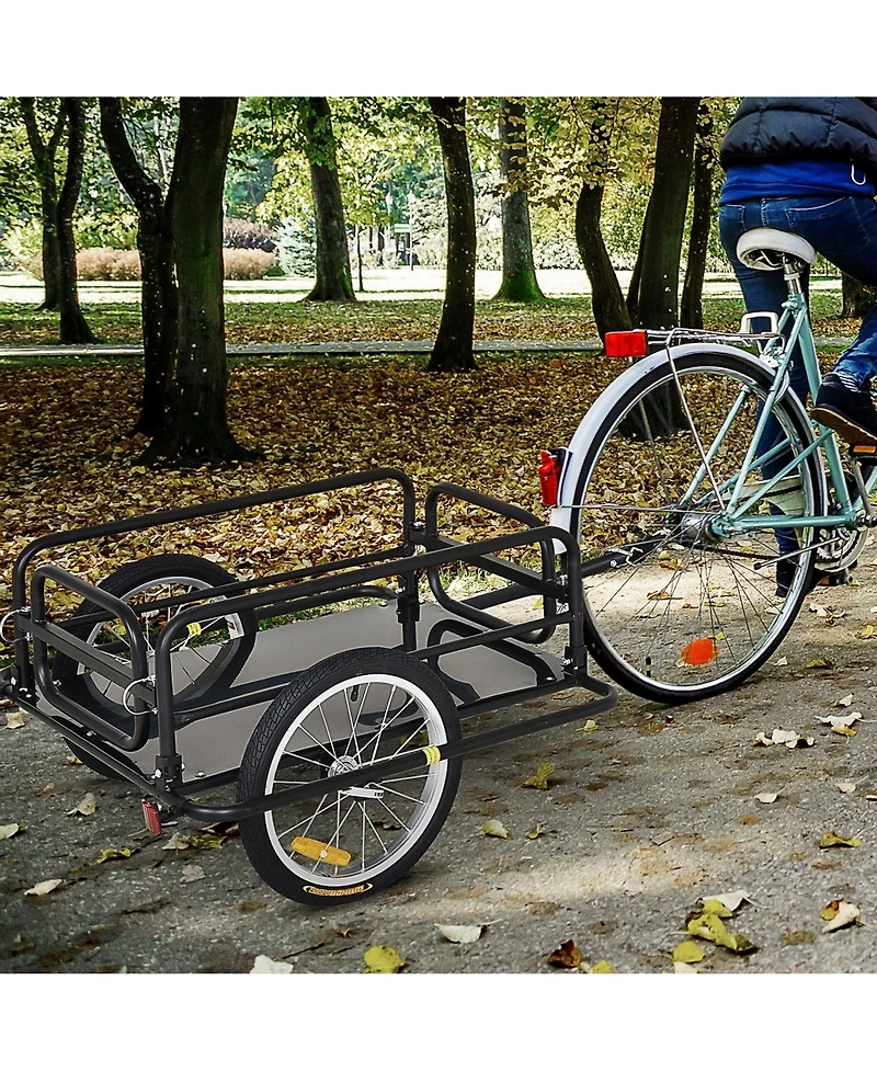 Mountaintop Bicycle Cargo Trailer Foldable Bike Cart Wagon with Hitch 16 Wheels
