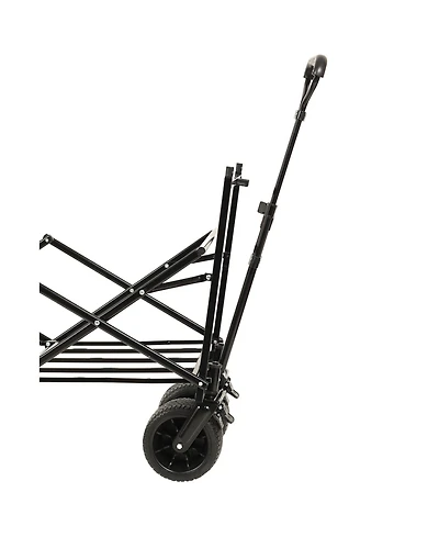 Mountaintop Collapsible Wagon with Canopy All-Terrain Wheels, Orange Mosquito Net Wagon Stroller for Camping, Shopping, Sports, Garden