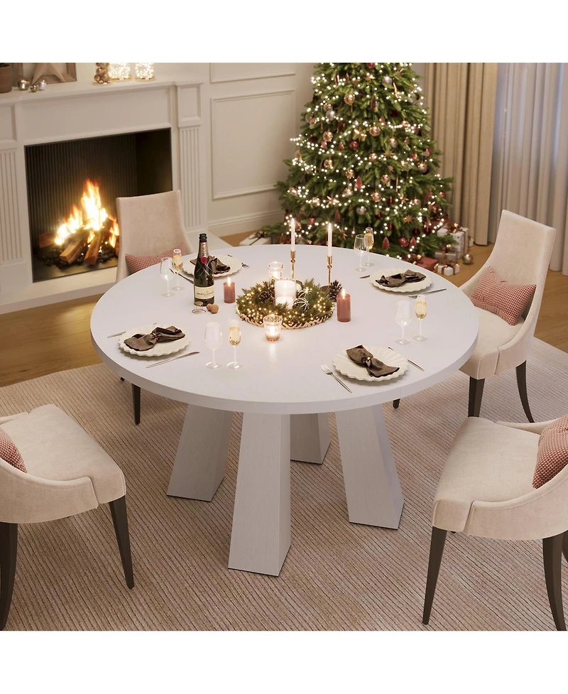 Gaomon Round Dining Room Table for 4-6, 47" Wood Kitchen Table with Sturdy Base, Farmhouse Circle Dining Tables for Living Room, Apartment