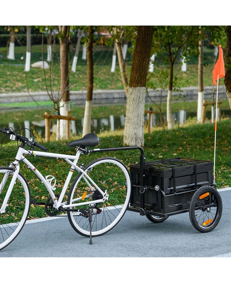 Mountaintop Trailer for Bike, Bicycle Cargo Trailer with Removable Storage Box and Folding Frame, Steel Bottom