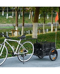 Mountaintop Trailer for Bike, Bicycle Cargo Trailer with Removable Storage Box and Folding Frame, Steel Bottom