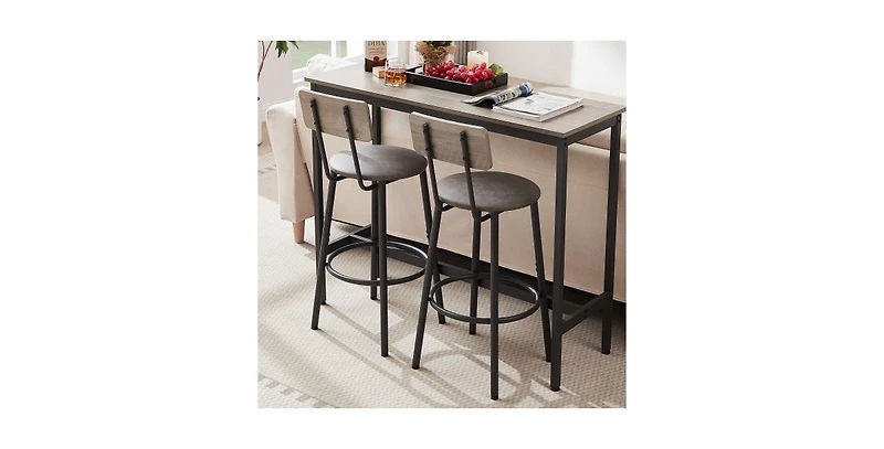 Flynama 2-Piece Bar Table Set with Pu Upholstered Stools, Compact Breakfast Nook Set