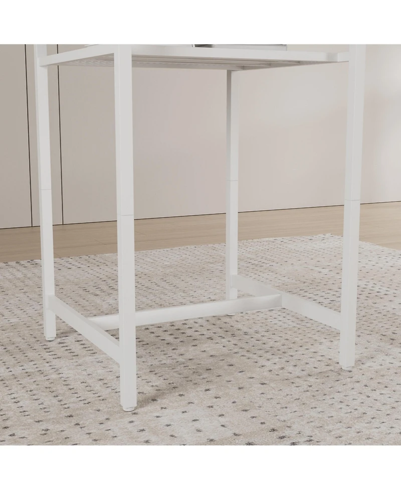 Flynama 3-Piece Foldable Bar Table Set with 2 Stools, Backrest and Partition for Small Kitchen and Apartment