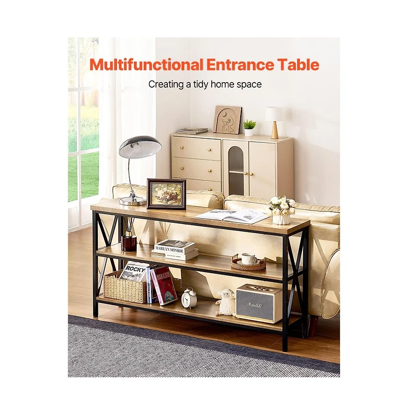Slickblue Narrow Hallway Table with 3-Tier Storage, Skinny Sofa Console Table for Living Room Decor