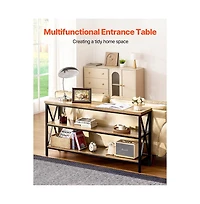 Slickblue Narrow Hallway Table with 3-Tier Storage, Skinny Sofa Console Table for Living Room Decor
