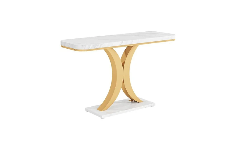 Slickblue 40" Narrow Console Table with Geometric Base