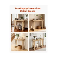 Slickblue Modern Console Table with Wooden Top, Narrow Sofa Entryway Desk for Hallway and Living Room