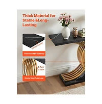 Slickblue Narrow Entryway Console Table, Modern Sofa Table with Wood Top and Metal Legs for Living Room