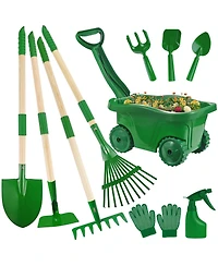 Xdovet Kids Gardening Tools Set Wheelbarrow Shovel Rake Outdoor Yard Play Toys