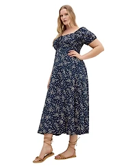 City Chic Plus Abbigail Print Short-Sleeve Floral Maxi Dress