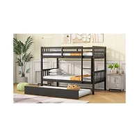 Sailvan Bunk Bed Twin Over Twin, Convertible with Ladder and Safety Guardrails, Rubber Wood