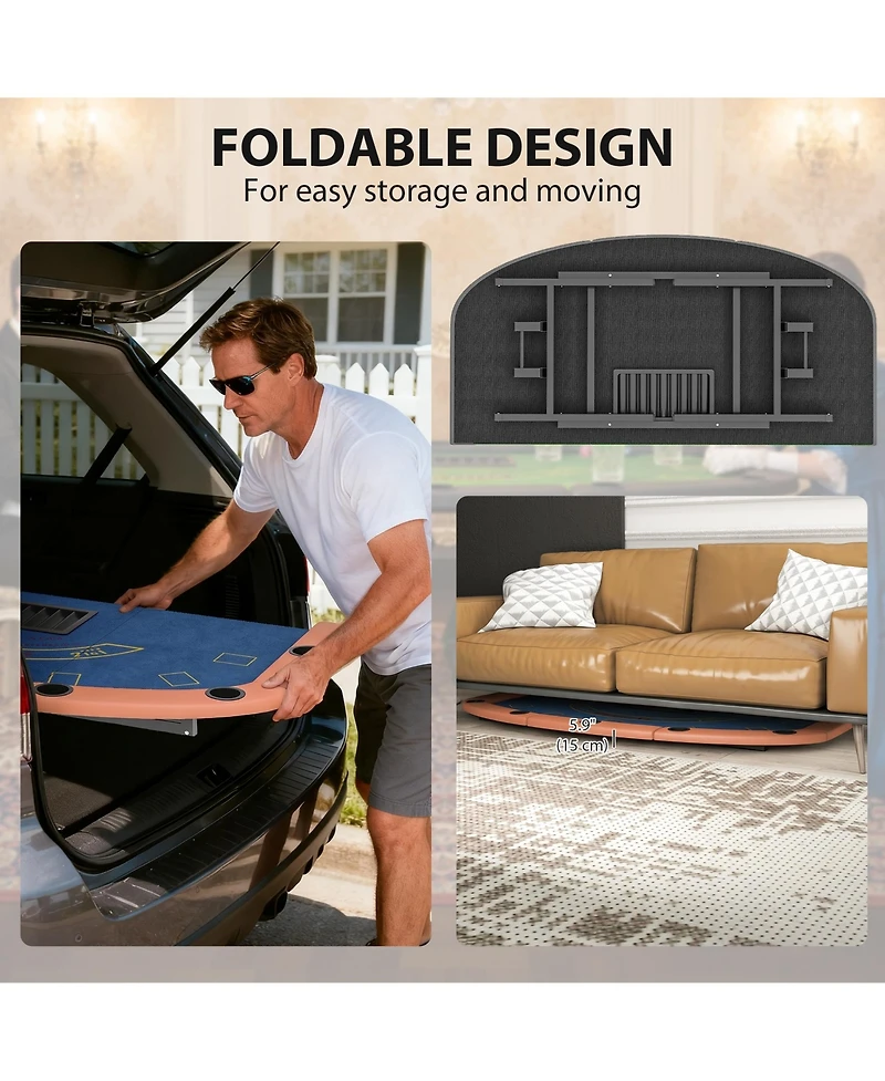 Soozier 72" Foldable Poker Table, 8-Player jack Table,