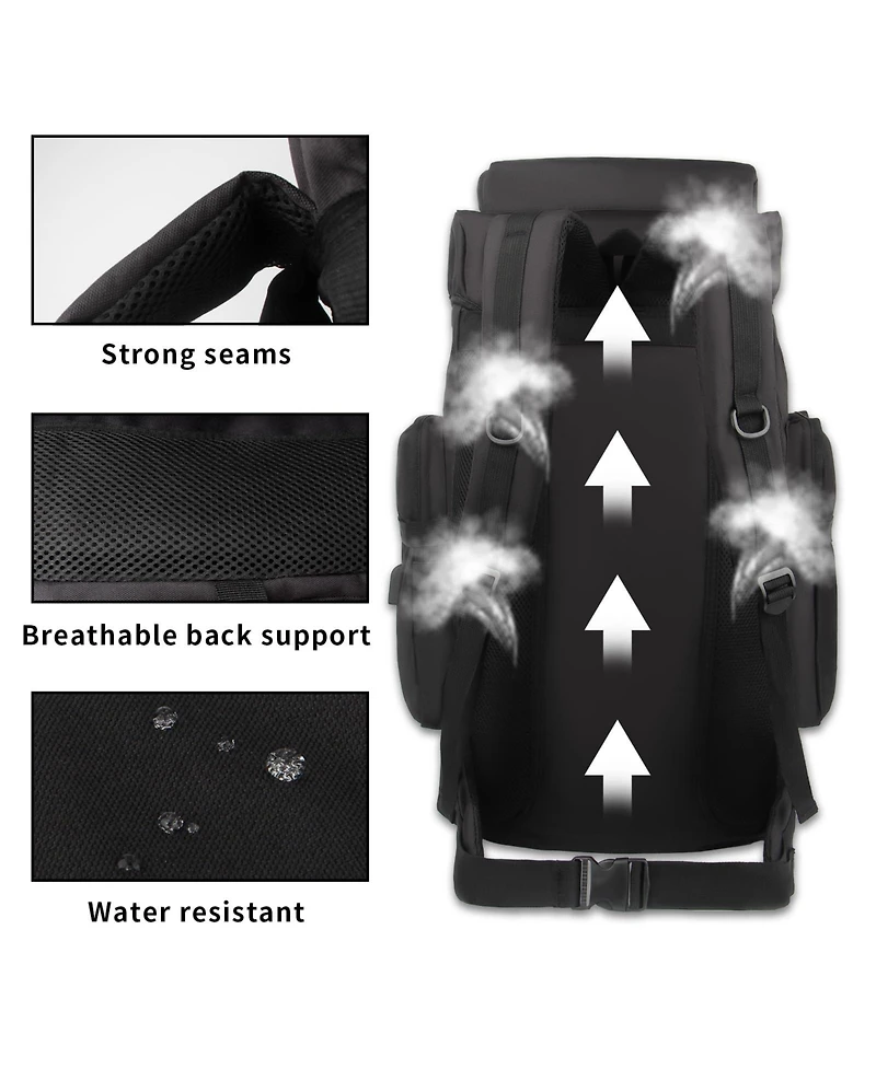Piscifun 80L Tactical Hiking Backpack Durable Molle Webbing Usb Charging Port Outdoor Travel Gear