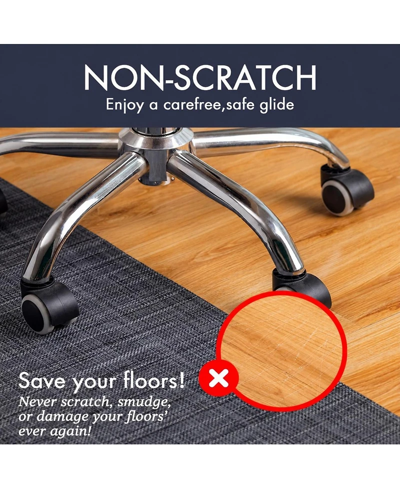 Danrong Heavy Duty Non-Slip Office Chair Mat for Hardwood Floors Silent Smooth Glide Floor Protector