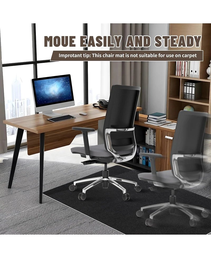 Danrong Non-Slip Office Chair Mat Hardwood Floor Protection Easy Clean Quiet Rolling